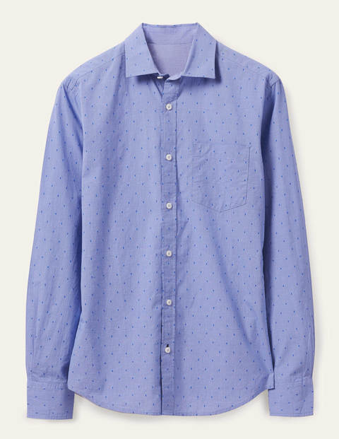 Slim Fit Poplin Pattern Shirt - Sky Blue Dobby Slim Fit Poplin Pattern Shirt - Sky Blue Dobby