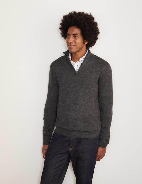 Lambswool Half-Zip - Charcoal Melange Lambswool Half-Zip - Charcoal Melange