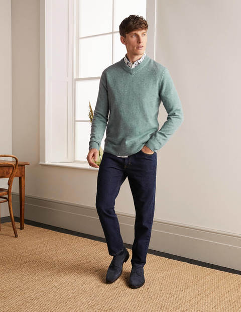 Lambswool Blend V-neck - Topaz Blue Lambswool Blend V-neck - Topaz Blue