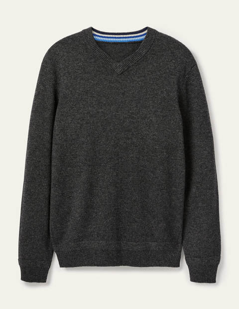 Pull col V en laine d'agneau - Anthracite chiné Pull col V en laine d'agneau - Anthracite chiné