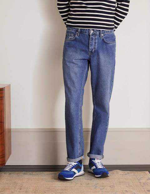 Straight Leg Jeans - Blue Wash Denim Straight Leg Jeans - Blue Wash Denim