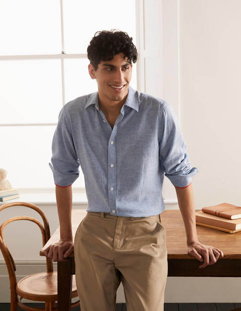 Linen Cotton Shirt - Washed Blue Chambray Linen Cotton Shirt - Washed Blue Chambray