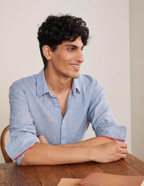 Linen Cotton Shirt - Washed Blue Chambray Linen Cotton Shirt - Washed Blue Chambray