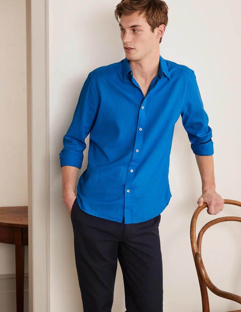 Linen Cotton Shirt - Riviera Blue Linen Cotton Shirt - Riviera Blue