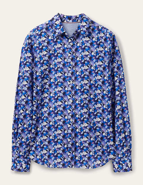 Linen Cotton Pattern Shirt - Blues Pressed Bloom Camo Linen Cotton Pattern Shirt - Blues Pressed Bloom Camo