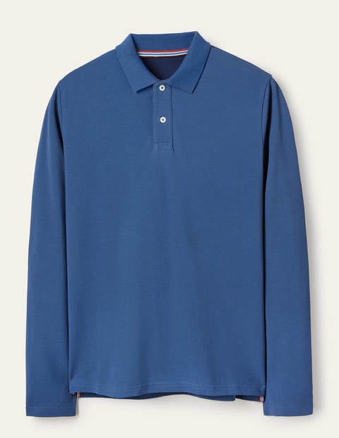 Long Sleeve Piqué Polo - Cadet Blue Long Sleeve Piqué Polo - Cadet Blue