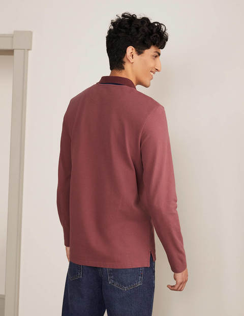 Polo manches longues en piqué - Bois de rose Polo manches longues en piqué - Bois de rose