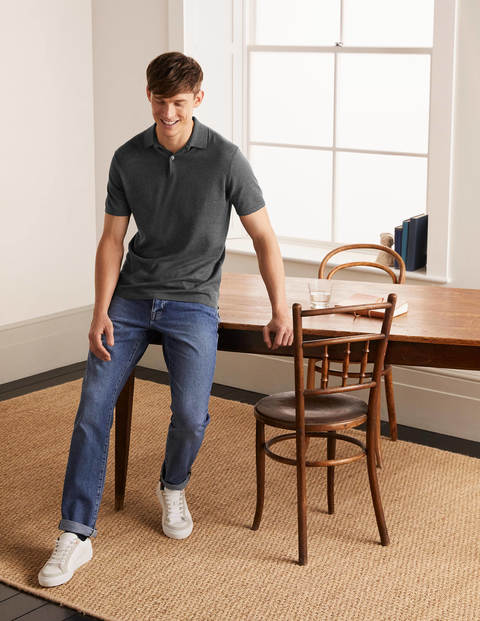 Finsbury Knitted Polo - Charcoal Melange Finsbury Knitted Polo - Charcoal Melange
