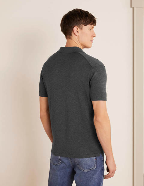 Finsbury Knitted Polo - Charcoal Melange Finsbury Knitted Polo - Charcoal Melange