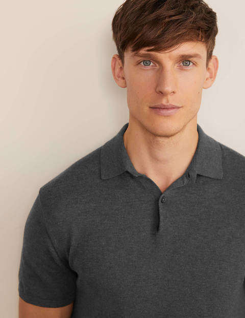 Finsbury Knitted Polo - Charcoal Melange Finsbury Knitted Polo - Charcoal Melange