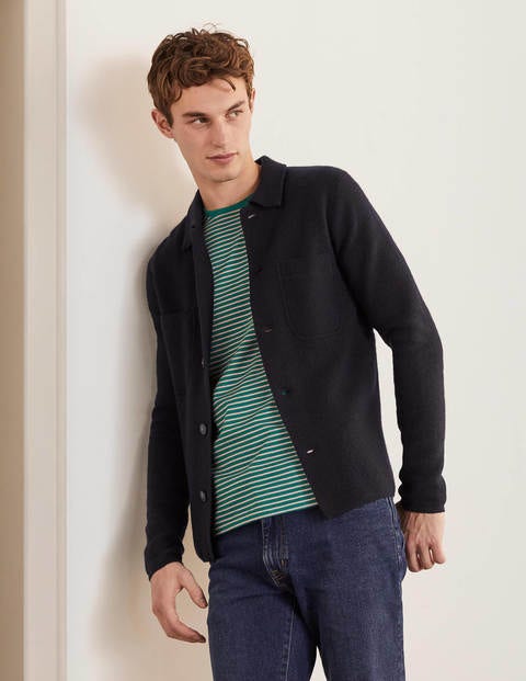 Farley Merino Knitted Jacket - Navy Farley Merino Knitted Jacket - Navy