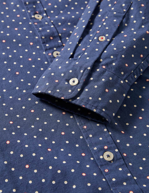 Schmales elegantes Hemd mit Punkten - Navy/Blau, Getupft Schmales elegantes Hemd mit Punkten - Navy/Blau, Getupft