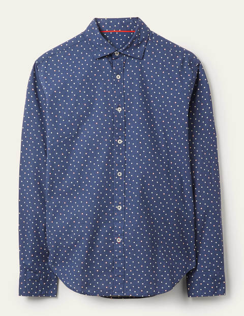 Schmales elegantes Hemd mit Punkten - Navy/Blau, Getupft Schmales elegantes Hemd mit Punkten - Navy/Blau, Getupft