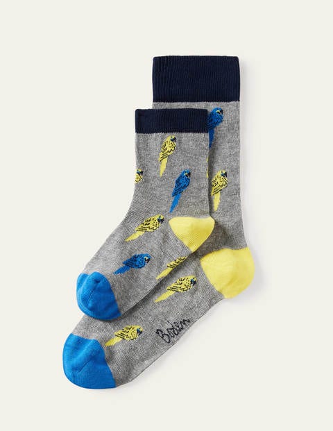 Mini Me Socks - Grey Marl Jungle Parrots Mini Me Socks - Grey Marl Jungle Parrots