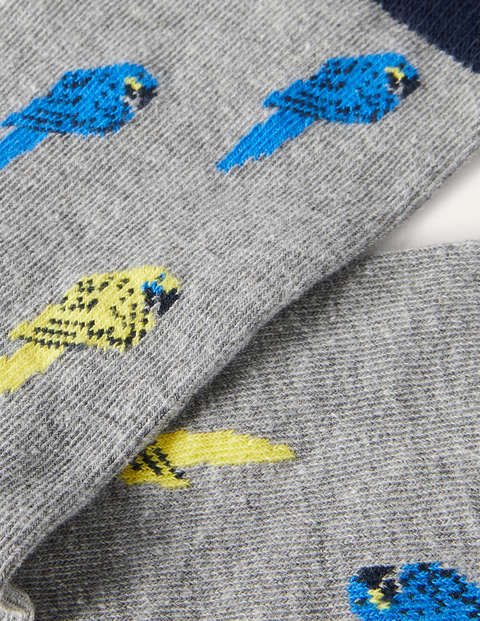 Mini Me Socks - Grey Marl Jungle Parrots