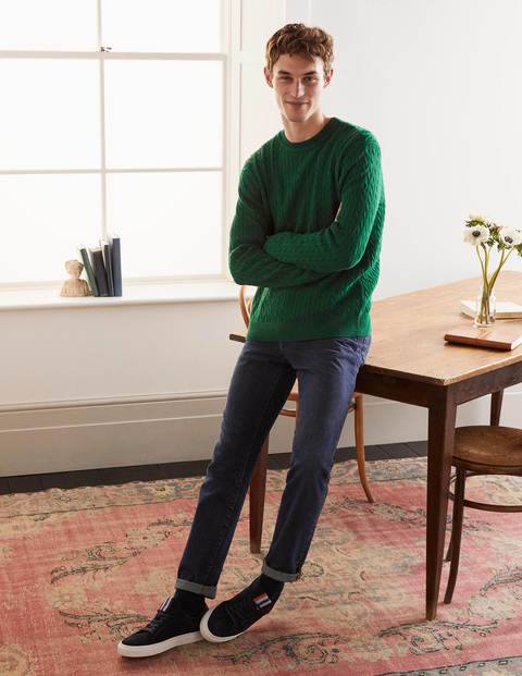 Cotton Linen Cable Crew - Linden Green Cotton Linen Cable Crew - Linden Green