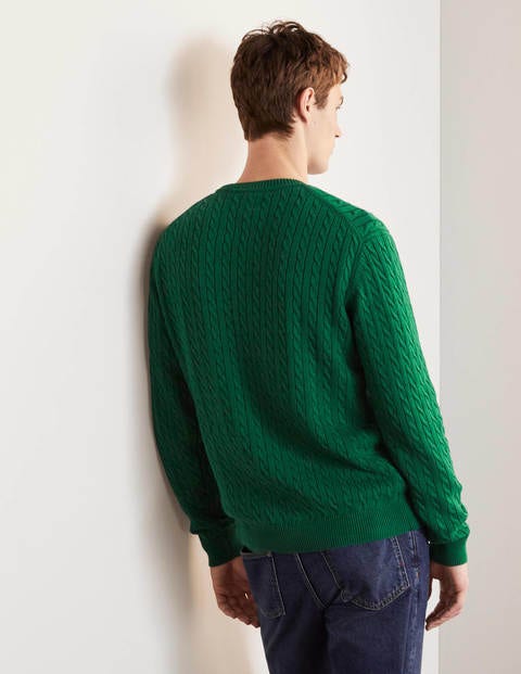 Cotton Linen Cable Crew - Linden Green Cotton Linen Cable Crew - Linden Green