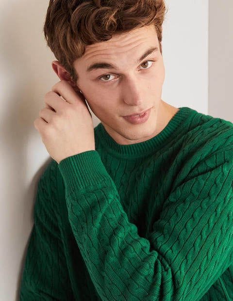 Cotton Linen Cable Crew - Linden Green Cotton Linen Cable Crew - Linden Green