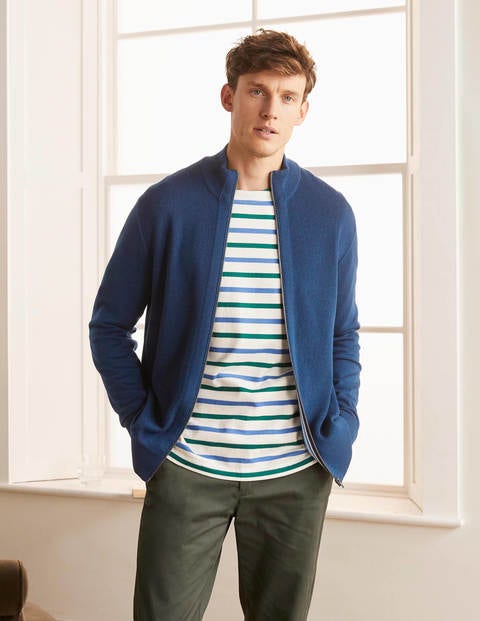 Merino Zip-Through - Light Navy Merino Zip-Through - Light Navy