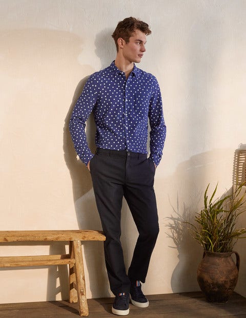 Chemise en piqué - Motif petites fleurs bleu spatial Chemise en piqué - Motif petites fleurs bleu spatial
