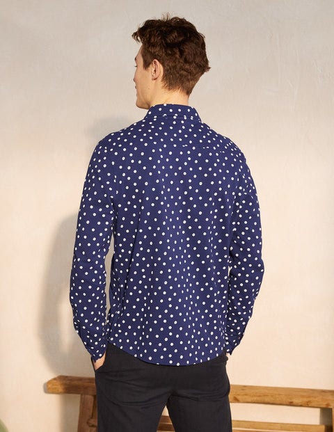Chemise en piqué - Motif petites fleurs bleu spatial Chemise en piqué - Motif petites fleurs bleu spatial