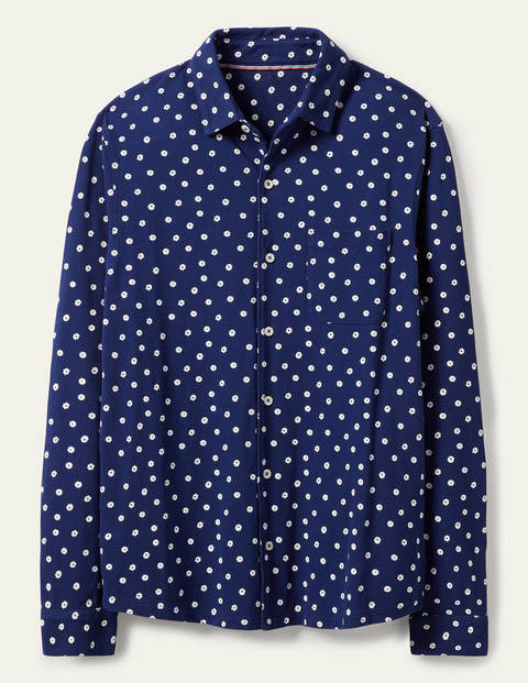 Chemise en piqué - Motif petites fleurs bleu spatial Chemise en piqué - Motif petites fleurs bleu spatial