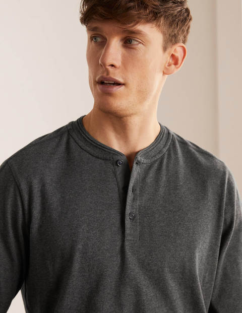Long Sleeve Henley - Charcoal Marl Long Sleeve Henley - Charcoal Marl
