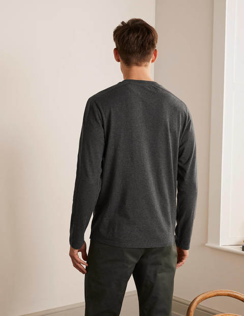 Long Sleeve Henley - Charcoal Marl Long Sleeve Henley - Charcoal Marl