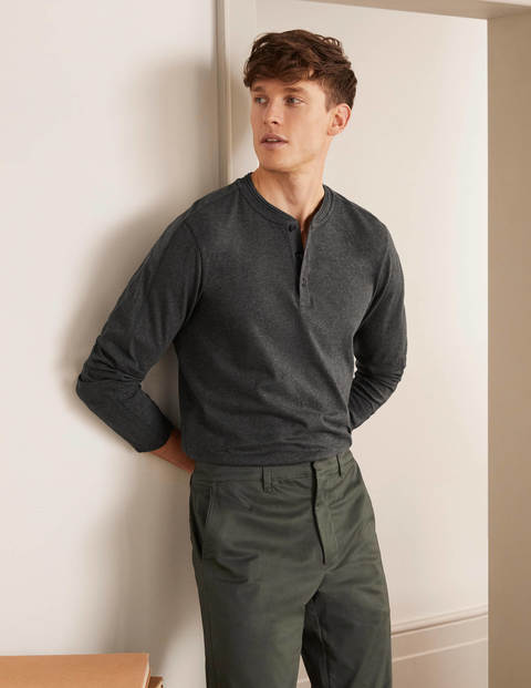 Long Sleeve Henley - Charcoal Marl Long Sleeve Henley - Charcoal Marl