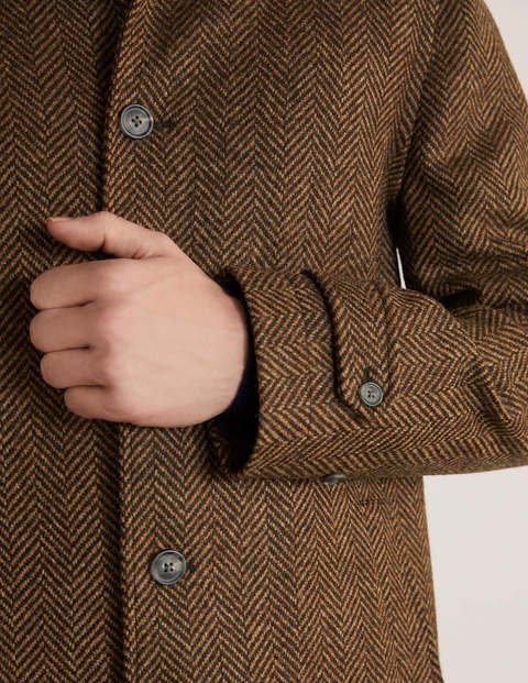 Eldon British Tweed Overcoat - Antler Brown Herringbone Eldon British Tweed Overcoat - Antler Brown Herringbone