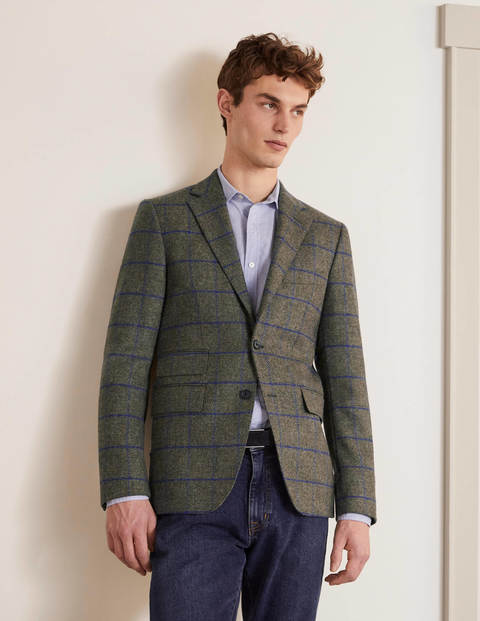 Caldey Tweed Blazer - Soft Green Windowpane Caldey Tweed Blazer - Soft Green Windowpane