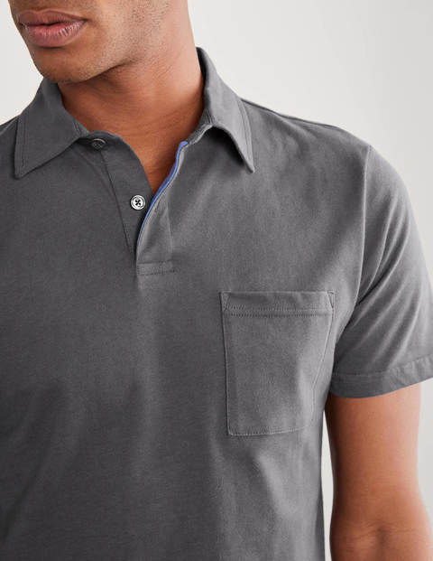 Poloshirt aus aufgerautem Jersey - Dunkelgrau Poloshirt aus aufgerautem Jersey - Dunkelgrau