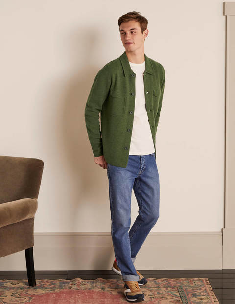 Haddon Merino Knitted Jacket - Dark Olive Melange Haddon Merino Knitted Jacket - Dark Olive Melange