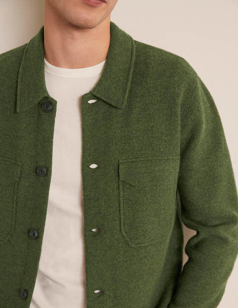 Haddon Merino Knitted Jacket - Dark Olive Melange Haddon Merino Knitted Jacket - Dark Olive Melange
