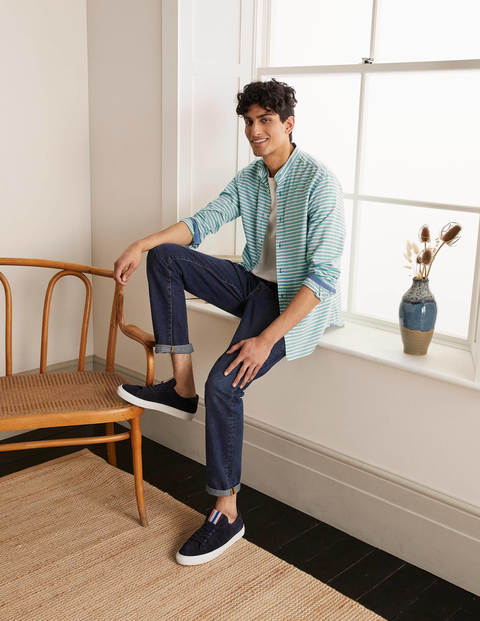 Herringbone Grandad Shirt - Forest Green Herringbone Grandad Shirt - Forest Green