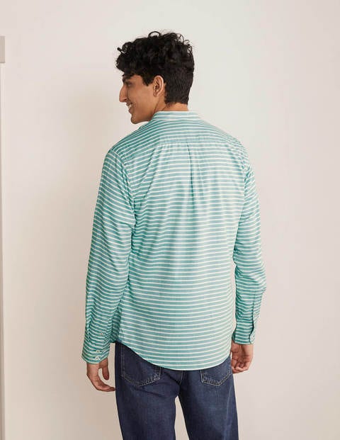 Herringbone Grandad Shirt - Forest Green Herringbone Grandad Shirt - Forest Green