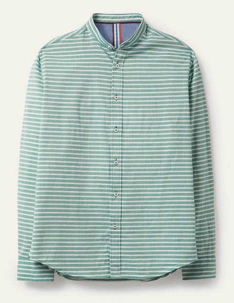 Herringbone Grandad Shirt - Forest Green Herringbone Grandad Shirt - Forest Green