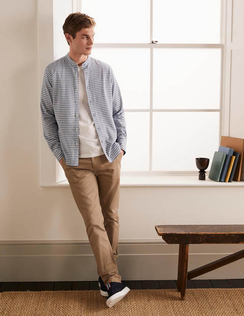 Chemise col grand-père à chevrons - Bleu marine clair Chemise col grand-père à chevrons - Bleu marine clair