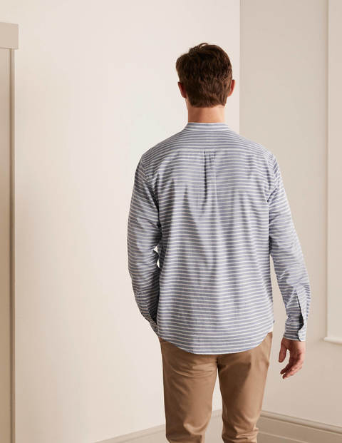 Chemise col grand-père à chevrons - Bleu marine clair Chemise col grand-père à chevrons - Bleu marine clair