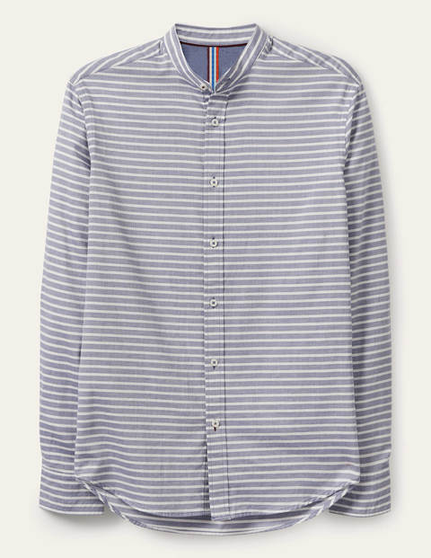 Chemise col grand-père à chevrons - Bleu marine clair Chemise col grand-père à chevrons - Bleu marine clair