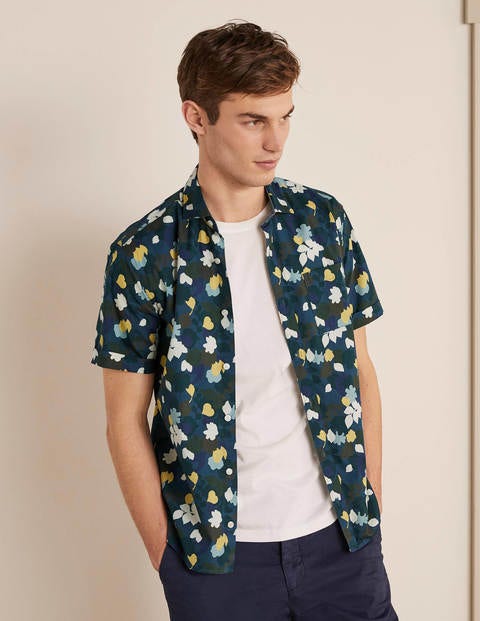 Printed Short Sleeve Shirt - Green Multi Pressed Bloom Camo Printed Short Sleeve Shirt - Green Multi Pressed Bloom Camo