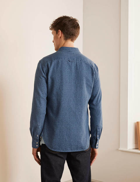 Slim Fit Printed Denim Shirt - Chambray Leafy Sprig Slim Fit Printed Denim Shirt - Chambray Leafy Sprig