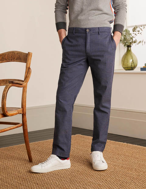Figurbetonte Hose mit elastischem Einsatz - Navy, Kariert Figurbetonte Hose mit elastischem Einsatz - Navy, Kariert