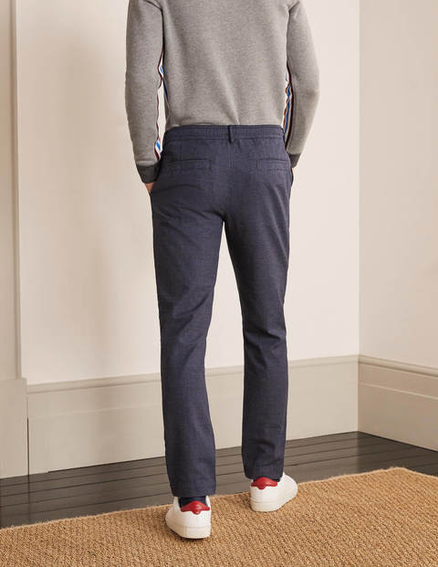 Figurbetonte Hose mit elastischem Einsatz - Navy, Kariert Figurbetonte Hose mit elastischem Einsatz - Navy, Kariert