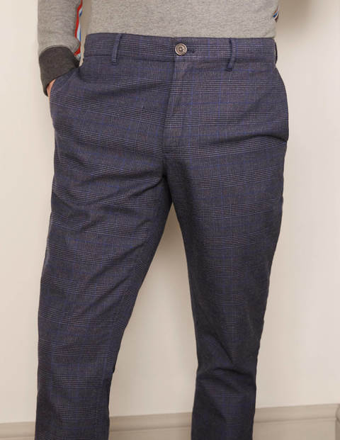 Figurbetonte Hose mit elastischem Einsatz - Navy, Kariert Figurbetonte Hose mit elastischem Einsatz - Navy, Kariert