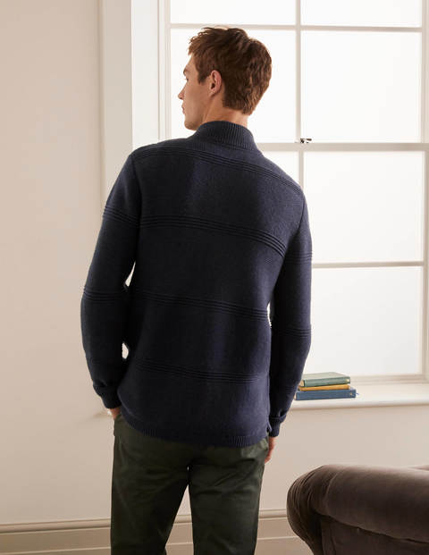 Textured Half-Zip - Navy Textured Stripe Textured Half-Zip - Navy Textured Stripe