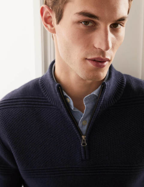 Textured Half-Zip - Navy Textured Stripe Textured Half-Zip - Navy Textured Stripe