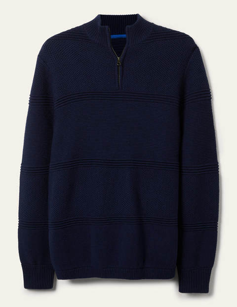 Textured Half-Zip - Navy Textured Stripe Textured Half-Zip - Navy Textured Stripe