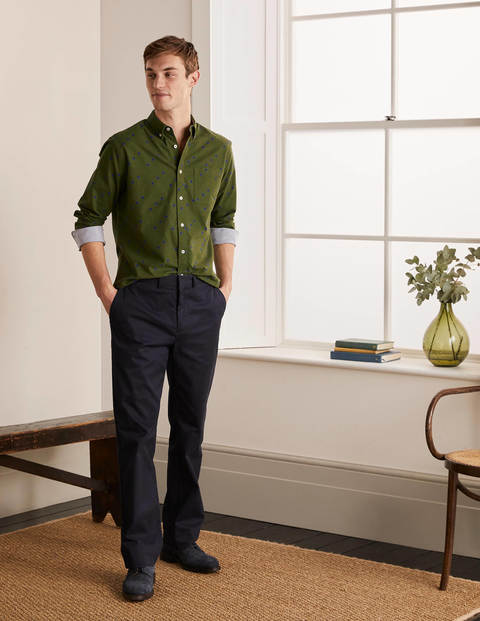 Chemise contemporaine en oxford - Pois dominos vert olive foncé Chemise contemporaine en oxford - Pois dominos vert olive foncé