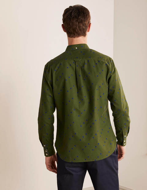 Chemise contemporaine en oxford - Pois dominos vert olive foncé Chemise contemporaine en oxford - Pois dominos vert olive foncé